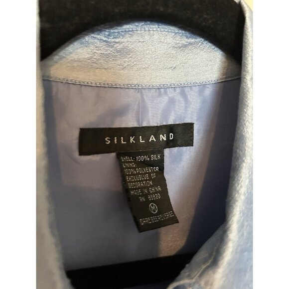 Vintage Y2K 100% Silk Women’s Medium Blouse Top Button Up Sleeveless Blue Floral - Picture 4 of 6